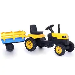 Dečiji traktor sa prikolicom na pedale 958 žuti