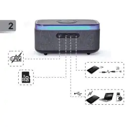 Gembird Digitalni sat+alarm sa bežičnim punjenjem, zvučnikom i FM radiom - DAC-SPKBT-QC15-BK