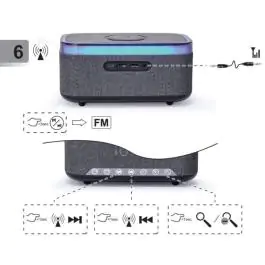 Gembird Digitalni sat+alarm sa bežičnim punjenjem, zvučnikom i FM radiom - DAC-SPKBT-QC15-BK