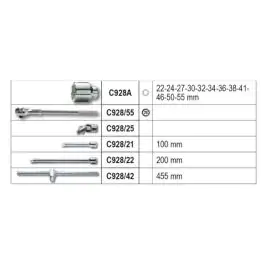 Set nasadnih ključeva 3/4″ 22-55mm 17/1 928E/C17 Beta