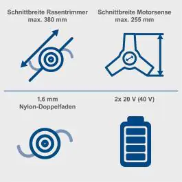 Akumulatorski trimer za travu 2x20V  BC-BCH380/40-X Scheppach