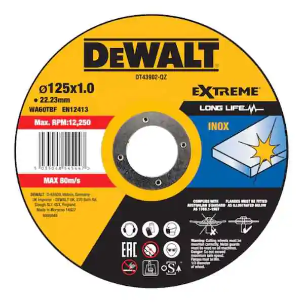 DeWalt DT43902 rezna ploča za INOX EXTREME – 125 x 22,23 x 1,0 mm