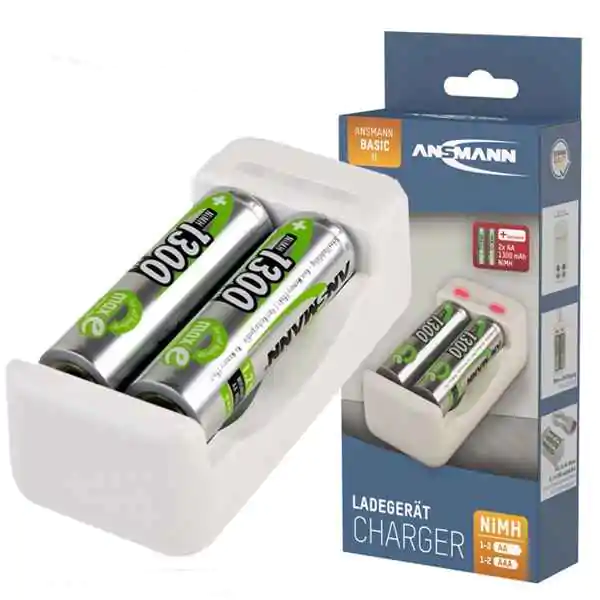 NiMH / NiCd punjač baterija sa 2 punjive baterije AA/1300mAh BASIC II ANSMANN