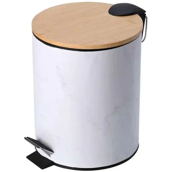 ESTIA ES02-22020 kanta za otpatke metal bambus sa pedalom 5L mermer bela