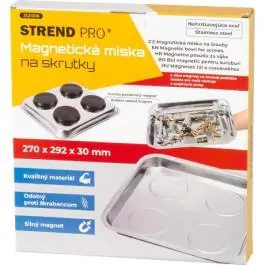 Strend Pro magnetna posuda za šrafove i sitni materijal – kvadratna, nerđajući čelik, 270 × 292 mm