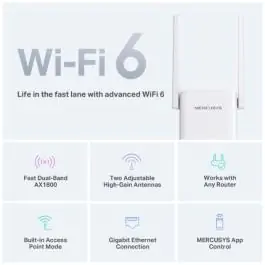 Mercusys ME70X, pojačivač Wi-Fi signala, 2 antene AX1800