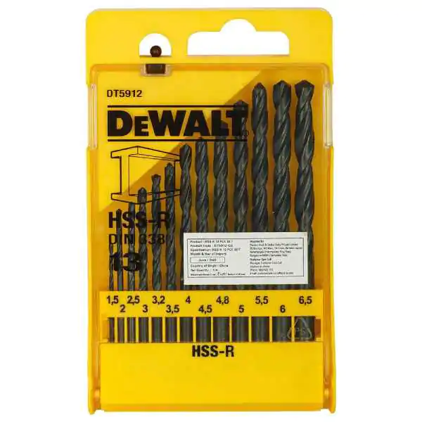DeWalt DT5912 set HSS-R burgija 1.5–6.5 mm (13 komada)