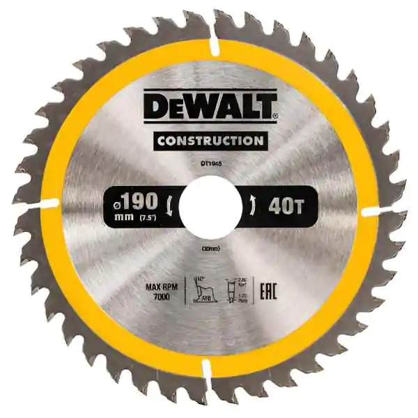 DeWalt DT1945 list za kružnu testeru 190 mm, 40 zuba