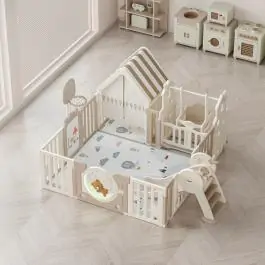 Dečija ogradica „Medin Mesec“ sa kućicom, košem i tablom za crtanje