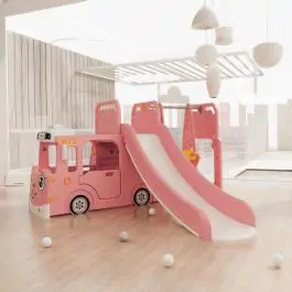 Dečiji roze vozić sa toboganom, ljuljaškom i ostavom za igračke