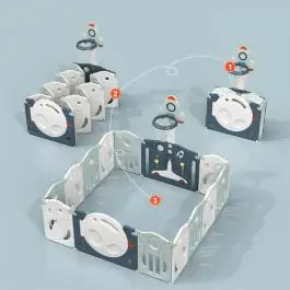 Dečija Ogradica sa Košem "Raketa" Belo Siva 200x160