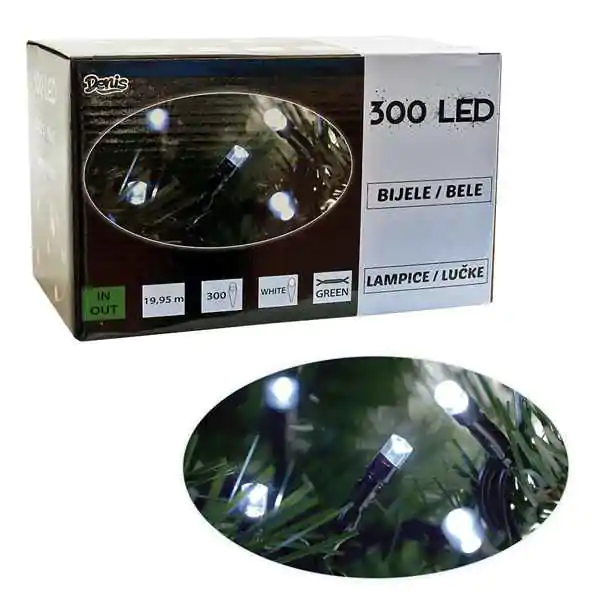 Dekorativne LED lampice bele 300 LED 15m
