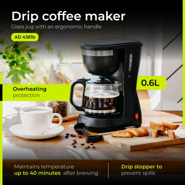 ADLER AD4381B aparat za filter kafu 600ML crni