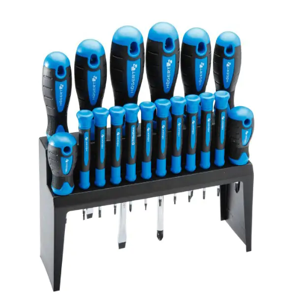 Set 18 odvijača, s2 čelik Hogert HT1S098