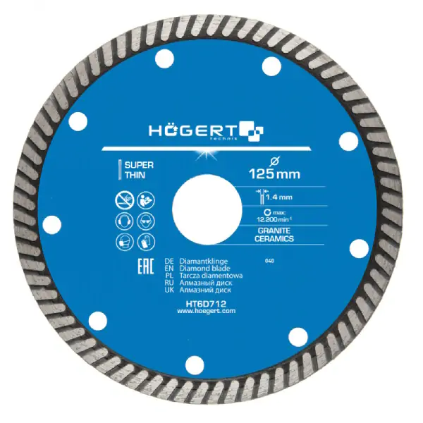 Dijamantski disk 125 mm, super tanak HT6D712 Hogert