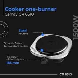 Električni rešo 1500W 18,5cm CAMRY CR6510