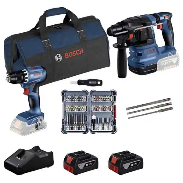 Bosch akumulatorski set GBH 18V-22 + GSR 18V-45 sa 2x5,0Ah akumulatora, punjačem, priborom i torbom 0615V0003D