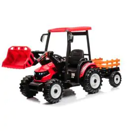 Traktor Sa Prikolicom i Utovarivačem Crveni Premium Oprema 24V7A 12941PS