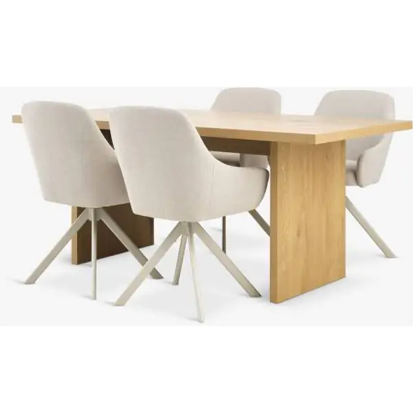 MUNKEBY D180 sto topao hrast + 4 ROSTRUP stolice bež S364181