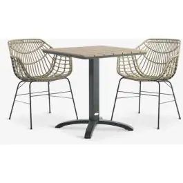 HOBRO D70 baštenski sto + 2 ILDERHUSE baštenske stolice natur S372786