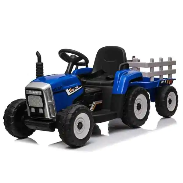 Traktor akumulatorski za decu Plavi sa prikolicom i daljinskim