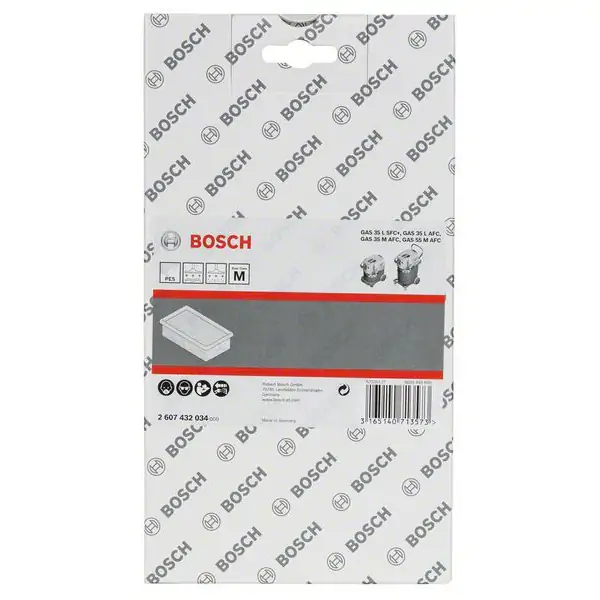 Pljosnati naborani filter od poliestera Bosch 2607432034, za GAS 35-55