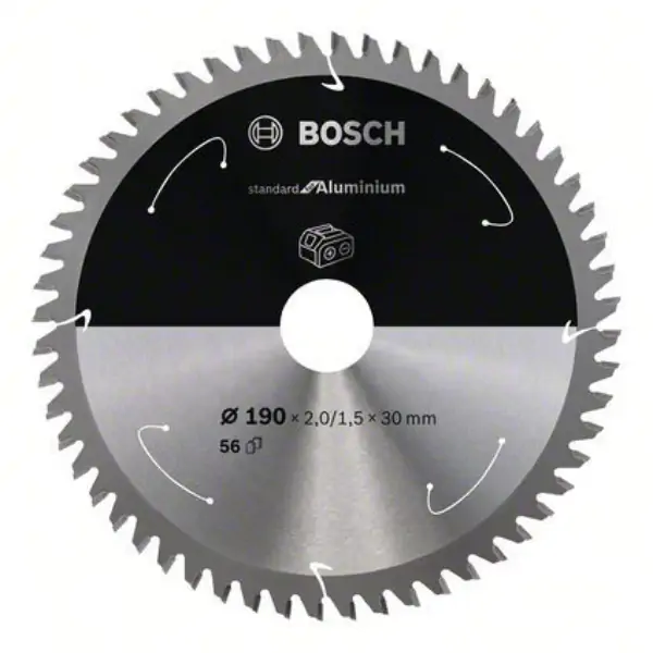 Standard for Aluminium list kružne testere za akumulatorske testere 190x2,0x30 T56 Bosch 2608837771, 190x2,0x30 T56