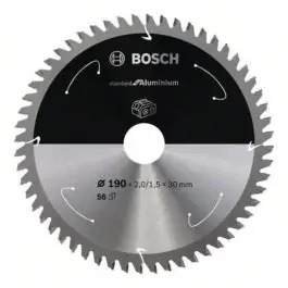 Standard for Aluminium list kružne testere za akumulatorske testere 190x2,0x30 T56 Bosch 2608837771, 190x2,0x30 T56
