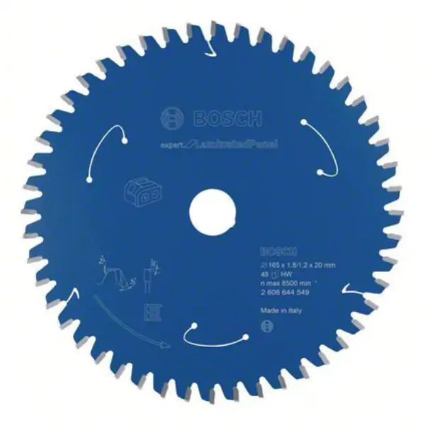 Expert for Laminated Panel list kružne testere za akumulatorske testere 165x1.8/1.2x20 T48 Bosch 2608644549, 165x1.8/1.2x20 T48