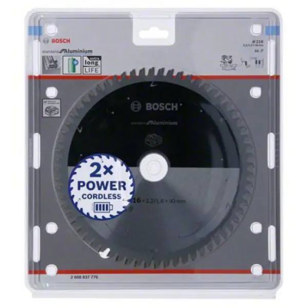 Standard for Aluminium list kružne testere za akumulatorske testere 216x2,2x30 T64 Bosch 2608837776, 216x2,2x30 T64