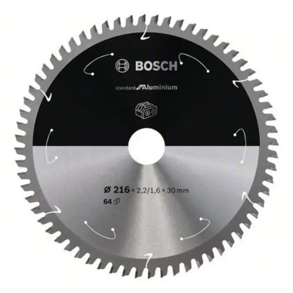 Standard for Aluminium list kružne testere za akumulatorske testere 216x2,2x30 T64 Bosch 2608837776, 216x2,2x30 T64