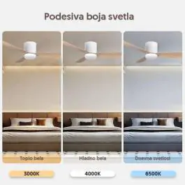 PROSTO plafonski ventilator 132cm, 3 elise, LED svetlo