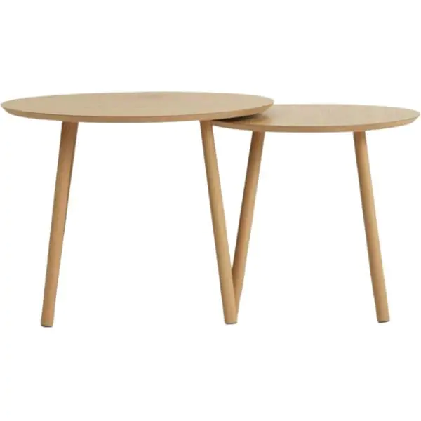 Set stočića MUNKEBO Ø55/Ø45 natur hrast boja 2kom