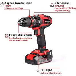 Einhell TE-CD 18/44 Li-i akumulatorska udarna bušilica-odvrtač sa baterijom 2,5 Ah