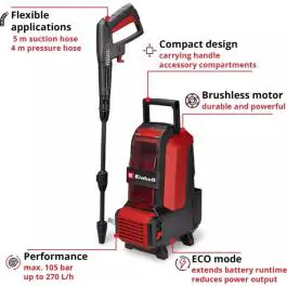 Einhell HYPRESSO 36/105 akumulatorski perač pod pritiskom 36V Solo