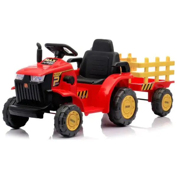 Traktor za decu 6v 7ah 2motora sa prikolicom MB 1983T CRVENA