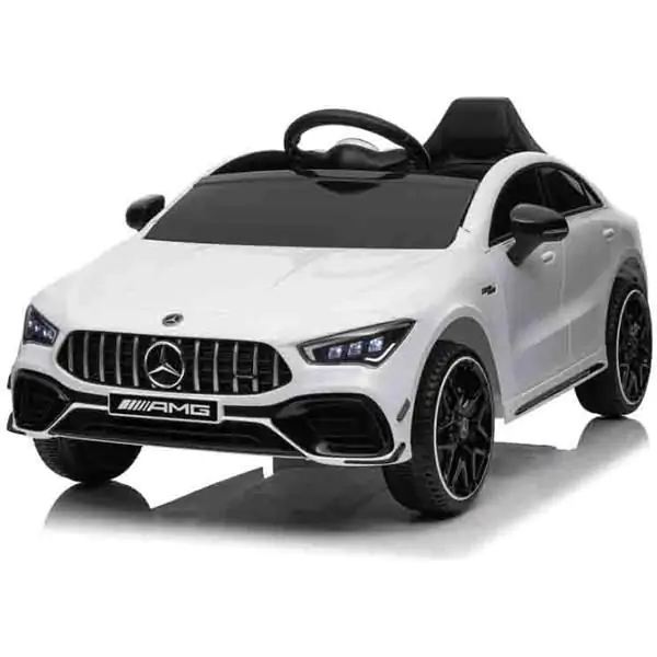 Dečiji automobil na akumulator Mercedes-Benz AMG CLA 45 Beli – Licencirani model sa LED svetlima i vratima koja se otvaraju - proizvod na akciji