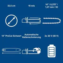 Scheppach 5910309401 BC-CS355Duo-X 40V akumulatorska motorna testera 33,5 cm, 2×4 Ah