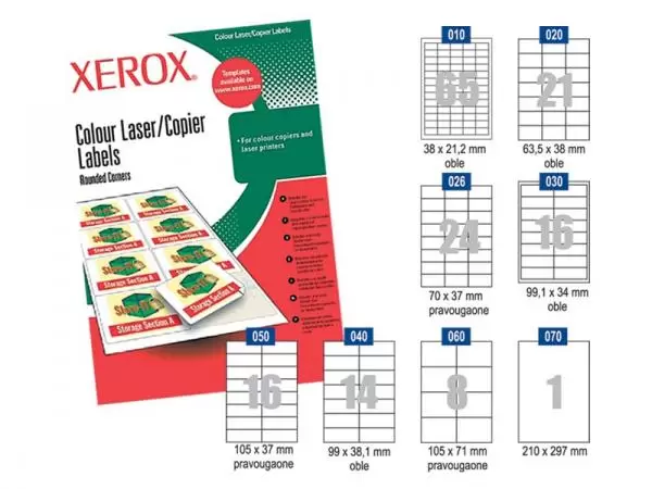 Samolepljive etikete 105/37 mm 100 listova XEROX