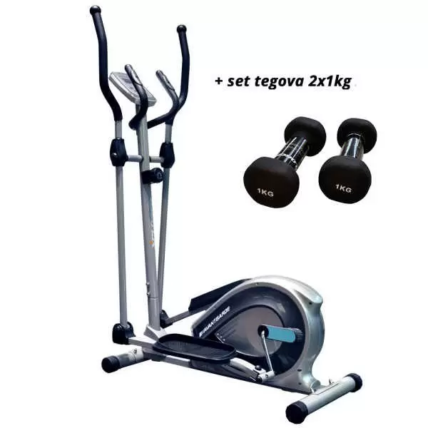 Eliptični trenažer Avantgarde + set gvozdenih tegova 2x1Kg Xplorer