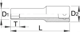 Ključ nasadni dugi, prihvat 3/8" 238/1L6p 9mm UNIOR