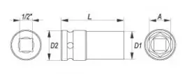 Ključ nasadni 1/2" 6ug-19 imp. YATO