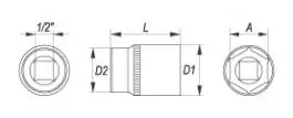 Ključ  nasadni 1/2" 6ug-17 YATO