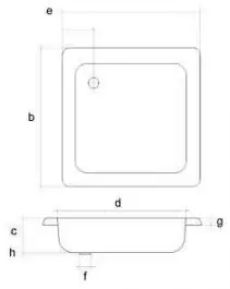 Čelična tuš kada kvadratna 800x800x80mm 