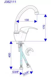 Slavina-Baterija za sudoperu cevni izliv 130mm King ROSAN