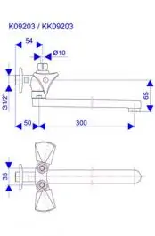 Slavina-Baterija za protočni bojler 1/2"gornji deo ovalni izliv 300mm Klasik ROSAN