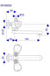 Slavina-Baterija za protočni bojler sudopera 1/2" ovalni izliv 150mm Klasik Fumme ROSAN