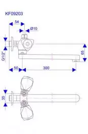 Slavina-Baterija za protočni bojler sudopera 1/2" ovalni izliv 300mm Klasik Fumme ROSAN