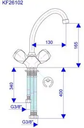 Slavina-baterija stojeća za sudoperu sa 3 cevi za protočni bojler 130mm Klasik Fumme ROSAN