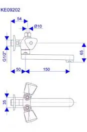 Slavina-baterija za protoćni bojler 1/2" ovalni izliv 150mm Euro Klasik ROSAN